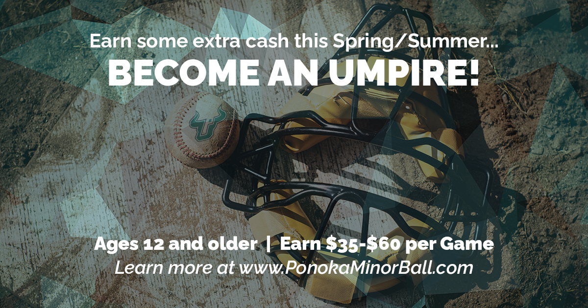 Become a baseball or softball umpire in Ponoka and ear between $35 and $60 per game